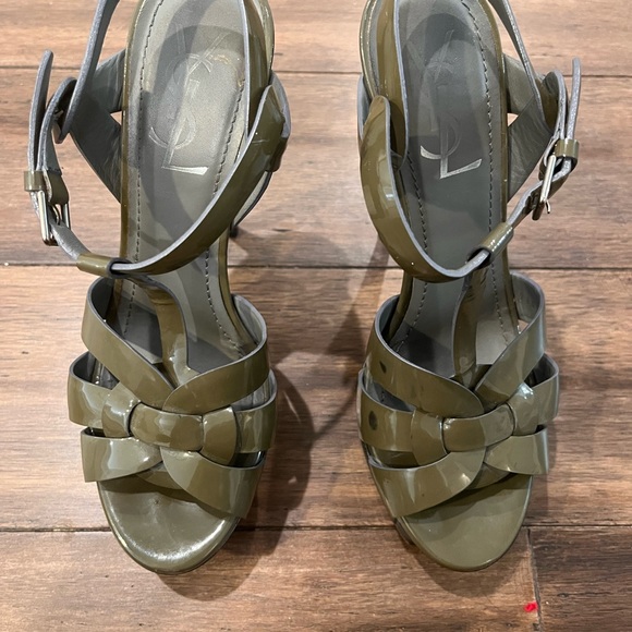 YSL Tribute Sandals Size 37- Green/Gray - Picture 8 of 10